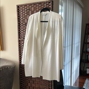 Misook White Textured Blazer Modern Open Front Design